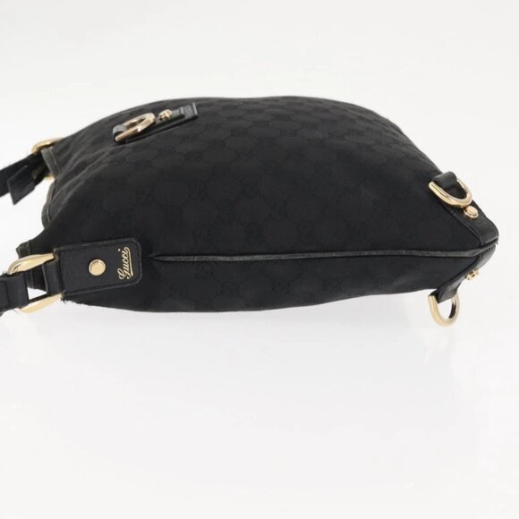 GUCCI GG Canvas Abbey Shoulder Bag Black Gold - Picture 6 of 16